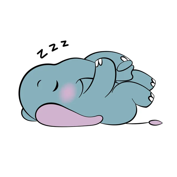 Pegatina emocional con elefante lindo. Al estilo Kawaii. Etiqueta emoji de dibujos animados con elefante dormido. Ilustración vectorial. — Archivo Imágenes Vectoriales