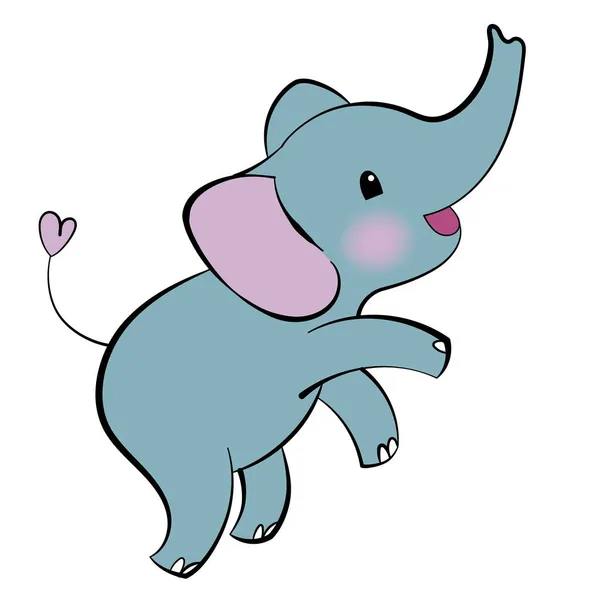 Pegatina emocional con elefante lindo. Al estilo Kawaii. Etiqueta emoji de dibujos animados con elefante bailarín. Ilustración vectorial. — Archivo Imágenes Vectoriales