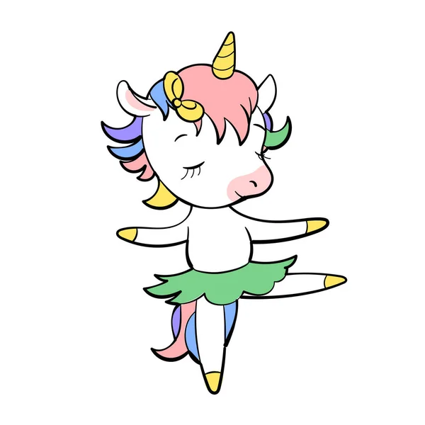 Söt Unicorn vektor klistermärke design. Ponnytecknad karaktär. Kawaii Unicorn emoji design. — Stock vektor