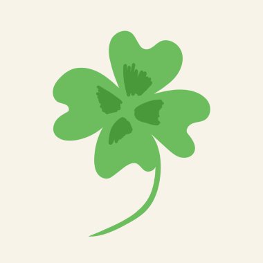 Beyaz arka planda dört yapraklı bir yılan. Aziz Patrick Günü, şanslı kavram. Gerçekçi çizgi film tarzında stok vektör illüstrasyonu