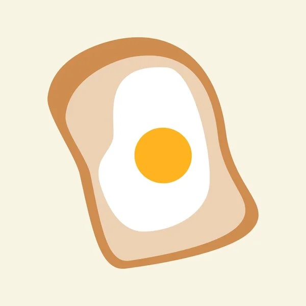 Ontbijt concept met ei en toast. Lichte toast voor het ontbijt en een gebakken ei. Platte vormgeving, met de hand getekend cartoon, vector illustratie. Model voor het afdrukken. — Stockvector