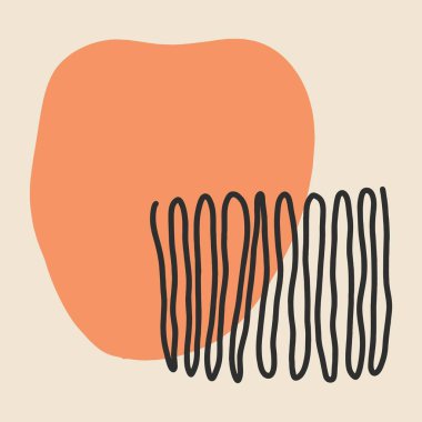 Duvar dekorasyonu, kartpostal ya da broşür tasarımı için soyut minimalist el resmi. Moda vektörü çizimi, düz tasarım, çizgi film. Tüm elementler izole edildi.