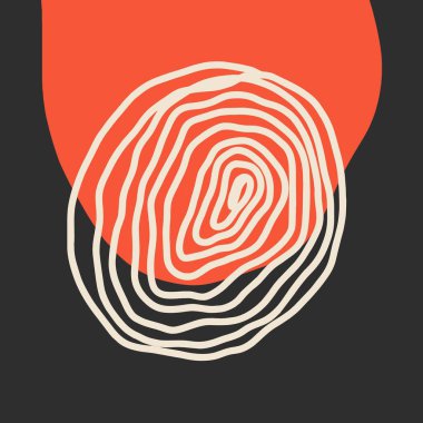 Duvar dekorasyonu, kartpostal ya da broşür tasarımı için soyut minimalist el resmi. Moda vektörü çizimi, düz tasarım, çizgi film. Tüm elementler izole edildi.