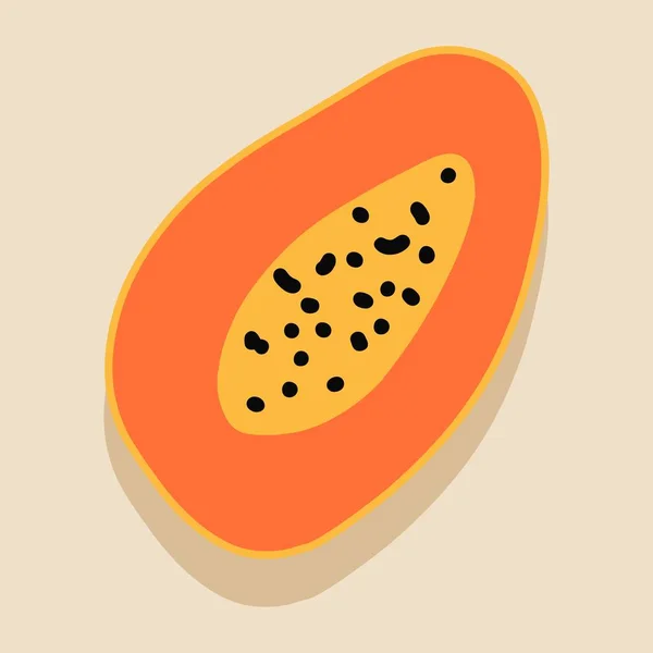 Karikatür tarzında Papaya meyve vektör illüstrasyonu. Sağlıklı beslenme, organik gıda, vejetaryen ürün.
