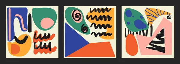 Geometrik tasarımı ve çeşitli desenleri olan minimalist posterler, ilkel şekillerin elementleriyle vektör şablonu, modern hipster tarzı.