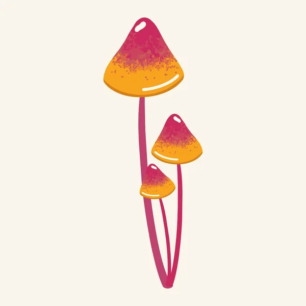 Pink-yellow magic mushroom on a light background. Psychedelic style. Flat design, cartoon hand drawn, vector. — Wektor stockowy