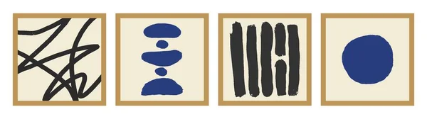 Set, soyut minimalist el yapımı duvar dekorasyonu, kartpostal ya da broşür tasarımı için çizimler. Moda vektörü çizimi, düz tasarım, çizgi film. Tüm elementler izole edildi.