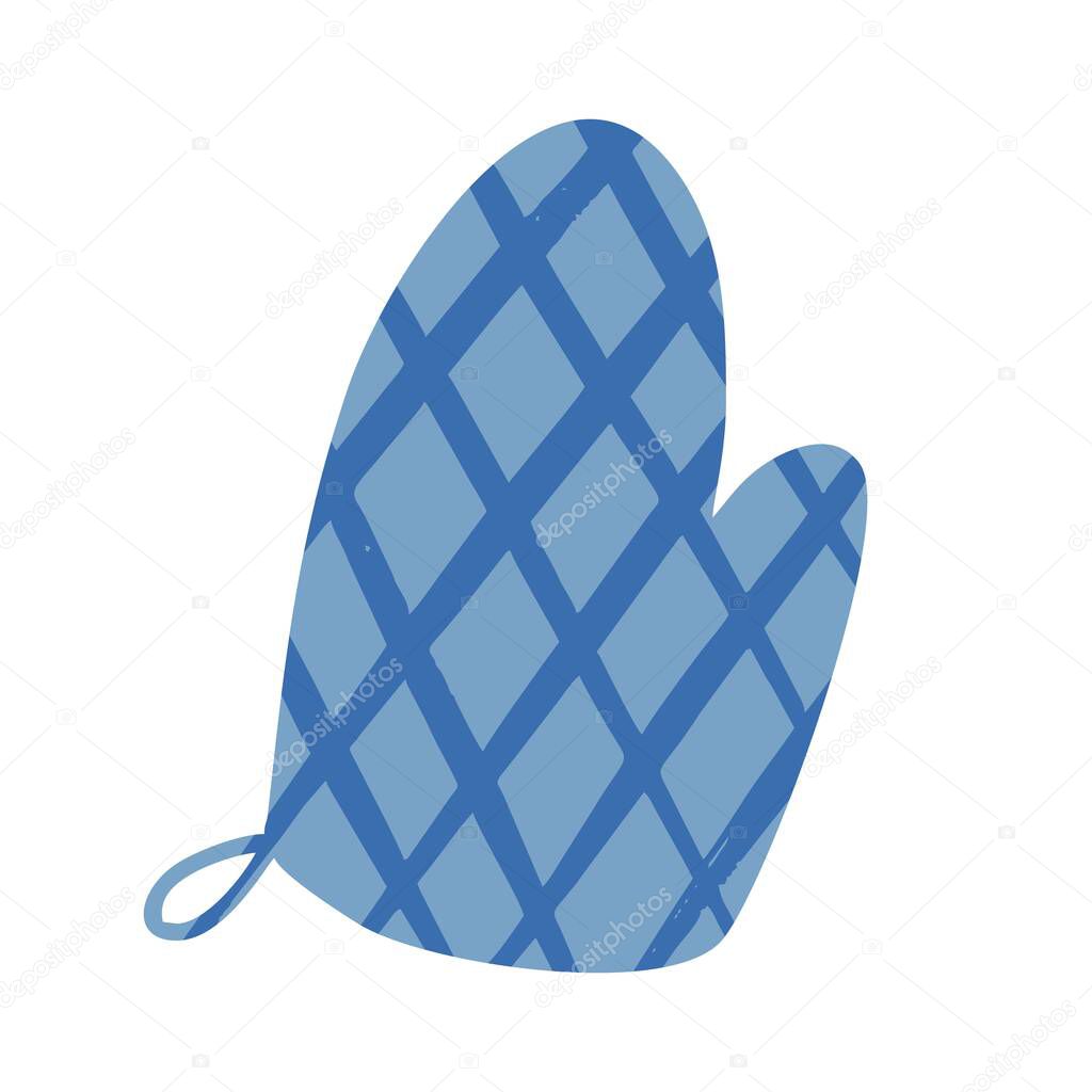 Oven mitt for baking, bakery and kitchen tools. Flat design, hand drawn, cartoon.