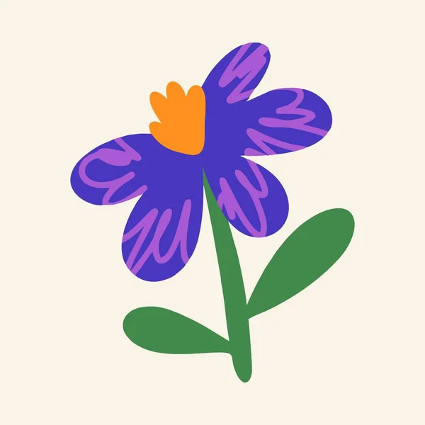 Flor Dibujada Mano Plano Diseño Dibujos Animados Ilustración Vectores — Archivo Imágenes Vectoriales