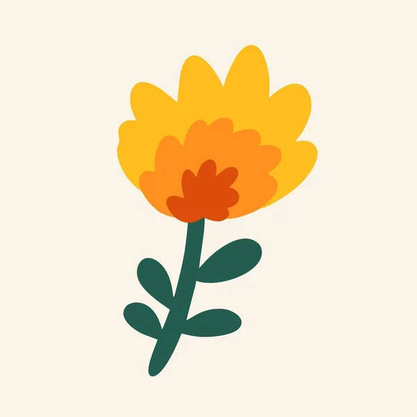 Hand Drawn Flower Flat Design Cartoon Vector Illustration — Stock vektor