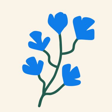 El çizimi çiçek. Düz, tasarım, çizgi film, vektör illüstrasyonu.