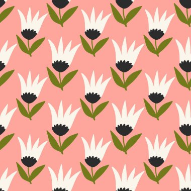 Bahçe çiçeği, bitkiler, botanik, moda, kumaş, duvar kağıtları ve tüm baskılar için kusursuz vektör tasarımı. Güzel çiçek deseni.