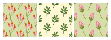 Bahçe çiçeği, bitkiler, botanik, dikişsiz vektör desenleri, kumaşlar, duvar kağıtları ve tüm izler. güzel çiçek deseni.