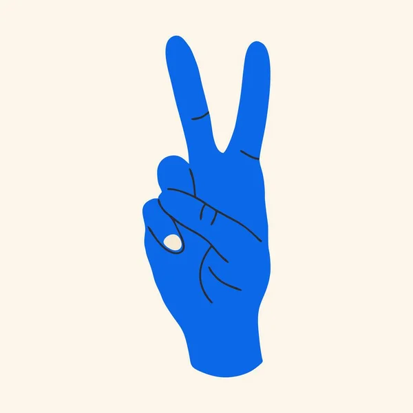 Vrede Sneeuw Kleur Hand Gebaar Teken Peace Love Sticker Concept — Stockvector