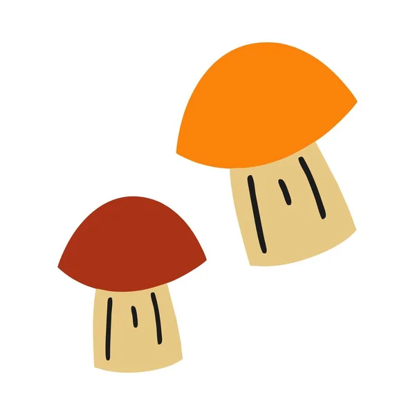 White Mushroom Boletus Isolated White Background Vector Illustration Flat Design — Wektor stockowy