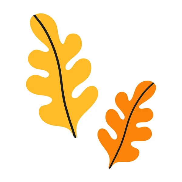 Vector Illustration Oak Leaves Simple Flat Clip Art Design Elements — 스톡 벡터