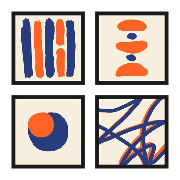 Set, soyut minimalist el yapımı duvar dekorasyonu, kartpostal ya da broşür tasarımı için çizimler. Moda vektörü çizimi, düz tasarım, çizgi film. Tüm elementler izole edildi.