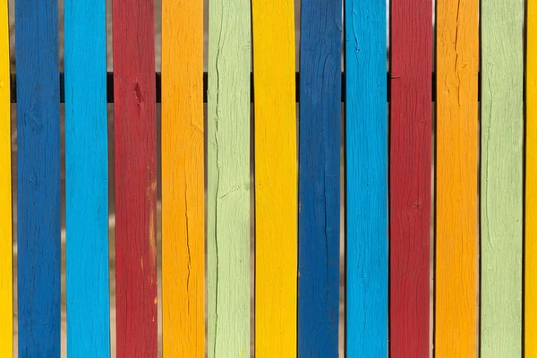 Colored Fence Boards Painted Different Colors — Foto Stock