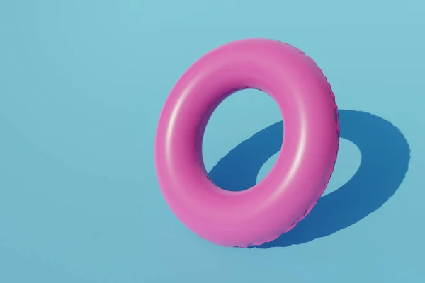 Pinkfarbener Ring Auf Blauem Pastellhintergrund Minimales Sommerkonzept Darstellung — Stockfoto