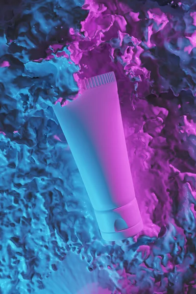 Moisturizer Cosmetic Tube Colorful Splash Mock Render — Foto de Stock
