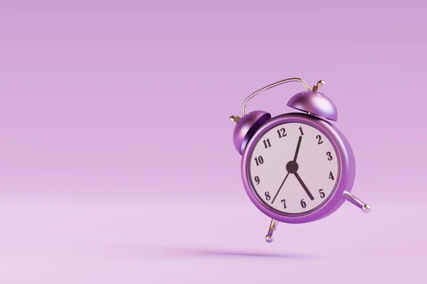 Reloj Despertador Vintage Sobre Fondo Púrpura Renderizar — Foto de Stock