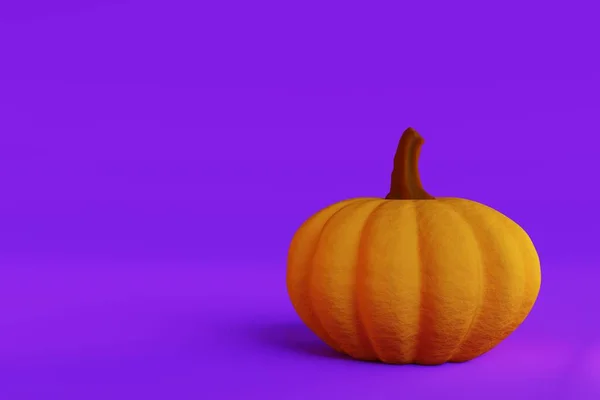 Halloween Pumpkin Purple Background Render — 스톡 사진