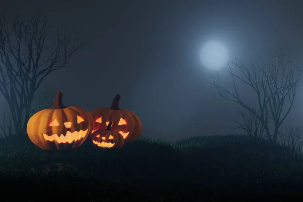 Halloween Pumpkin Evils Dark Nature Background Render — Photo