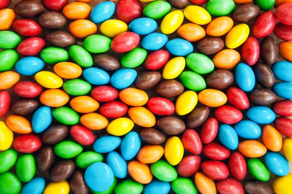 Primer Plano Caramelos Multicolores Arco Iris Caramelos Recubiertos Azúcar Dulces — Foto de Stock