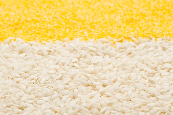 Rýže, kukuřičné krupice — Stock fotografie