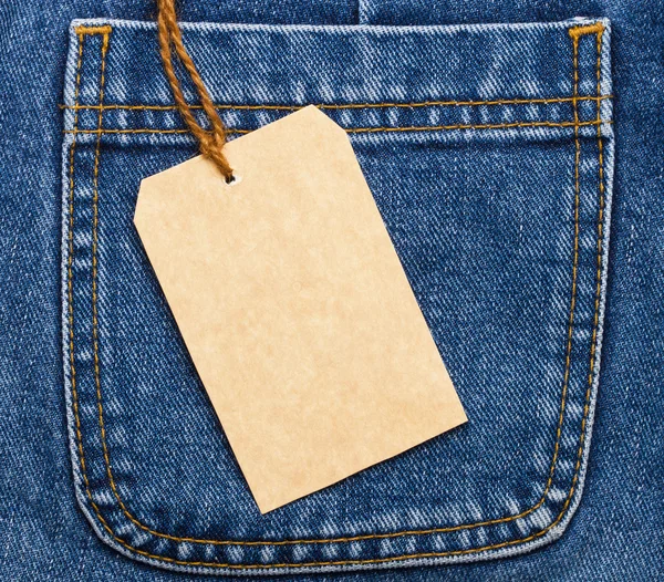Jeans pocket and price tag — Stock Photo, Image