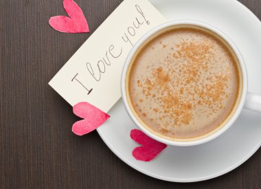 Cafee cup and message of love clipart