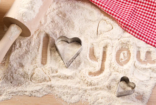 Miłość wiadomość na mąkę — Zdjęcie stockowe