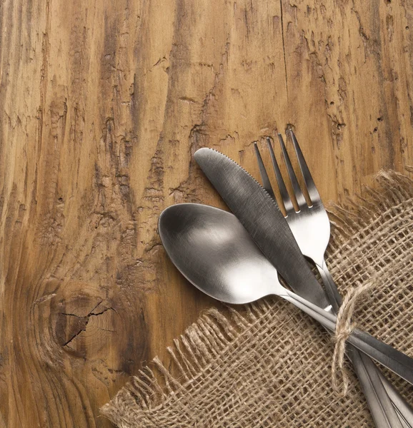 Set posate di forchetta, cucchiaio e coltello — Foto Stock