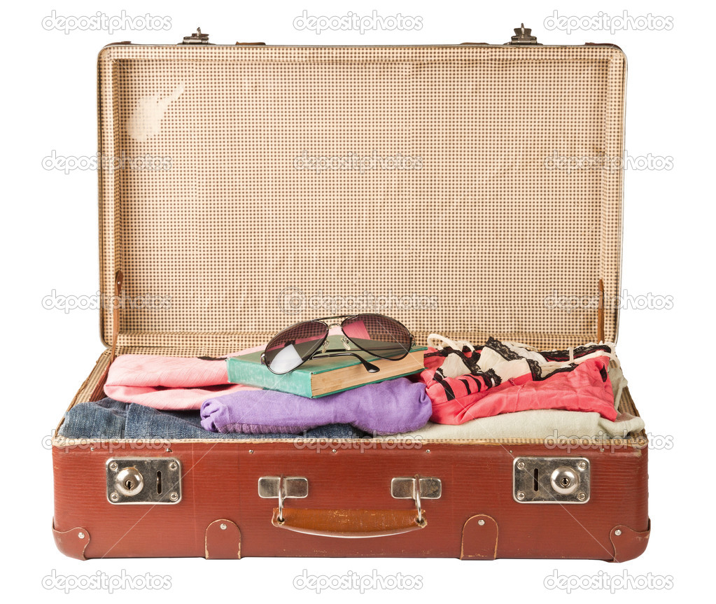Clothes on old suitcase 