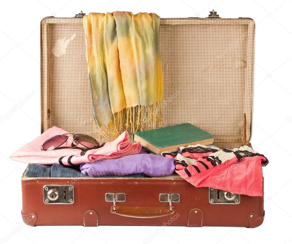 Clothes on old suitcase 