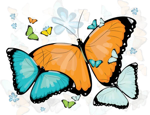 Collection de papillons avec de nombreuses couleurs — Image vectorielle