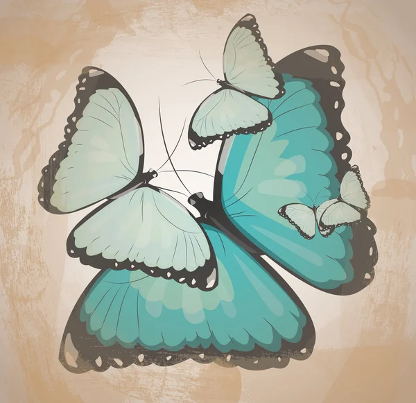 Retro, vintage butterflies — Stock Vector