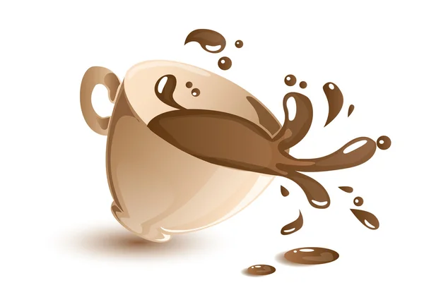 Splashing cup of coffee — Stock Vector