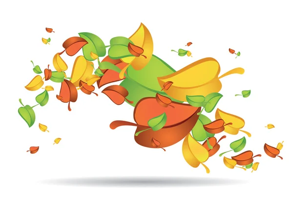 Colourful leaves swirling — Stock Vector