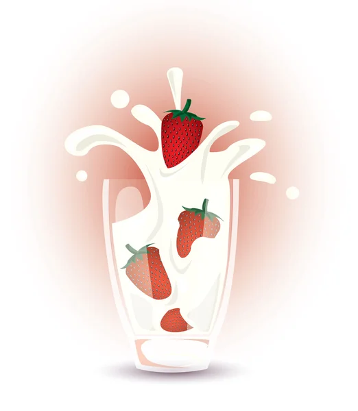 Éclaboussures de lait aux fraises — Image vectorielle