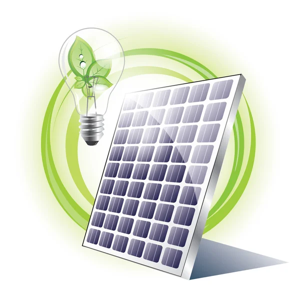 Eco light bulb and solar panel — Stock Vector