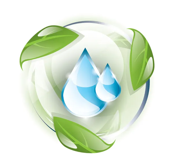リサイクルの概念の青い滴 — ストックベクタ