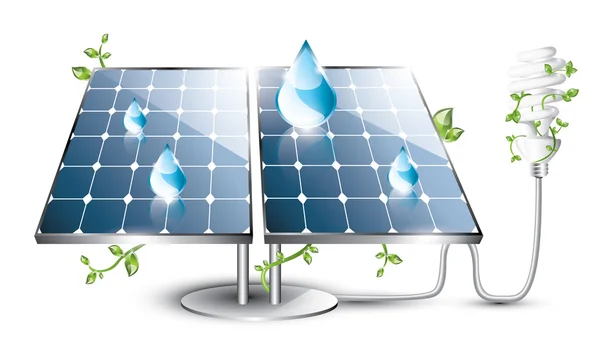 Solarmodul zum Laden von Leuchtstoffröhren — Stockvektor