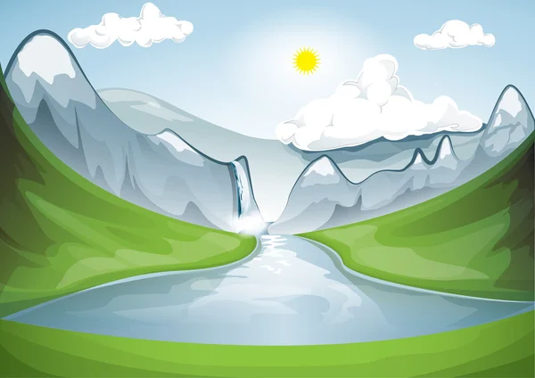 Lago de montaña — Vector de stock