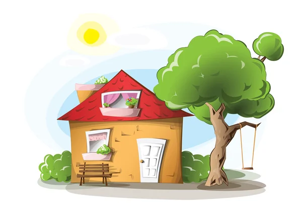 Karikaturní domu s houpačkou Vektorová Grafika