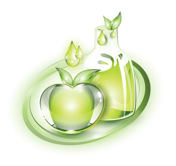 Grüner Apfel und Apfelsaft Stockillustration