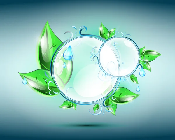 植物と液滴のガラス球 — ストックベクタ