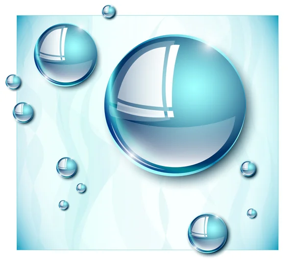 Gotas de agua azul — Vector de stock