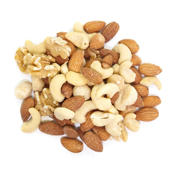 Namíchat ořechy Close - na bílém pozadí — Stock fotografie
