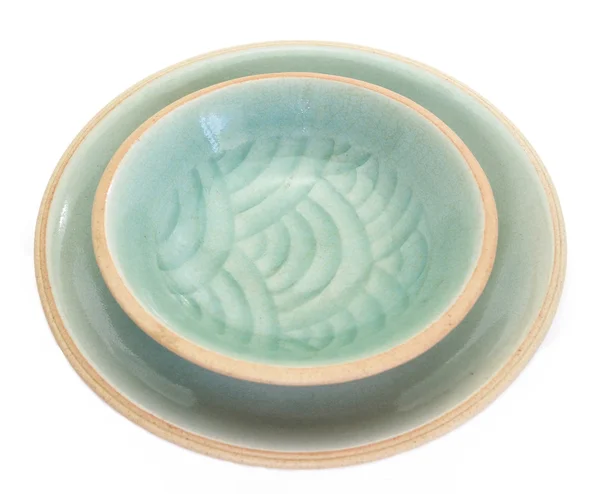 Celadon pratos de cerâmica — Fotografia de Stock